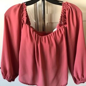 Dusty rose off the shoulder blouse